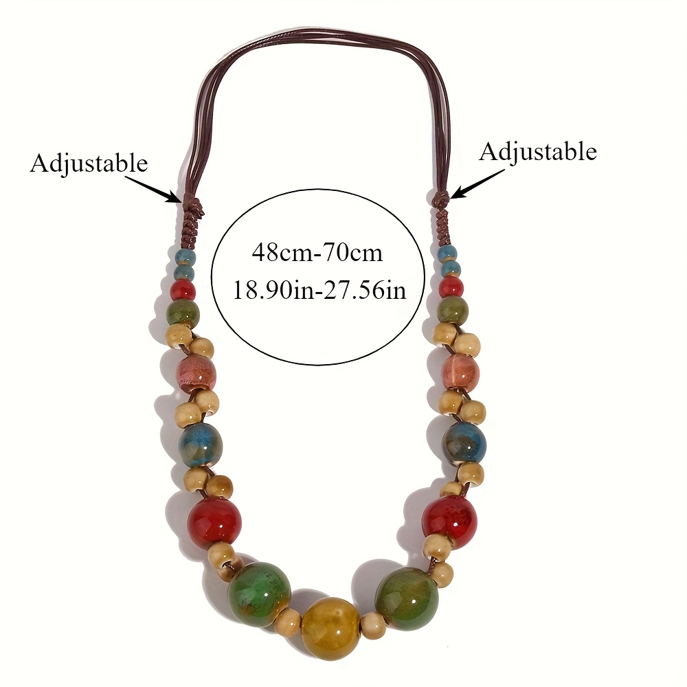Bohemian Ceramic Beads Necklace Adjustable Collarbone Chain